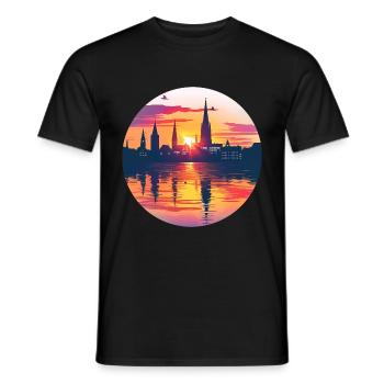 Bielefeld Skyline - Men's T-Shirt - black - Front - AI Model Male 178 light (178cm)
