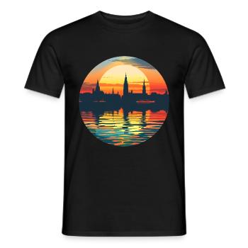 Göttingen Skyline - Men's T-Shirt - black - Front - AI Model Male 178 light (178cm)
