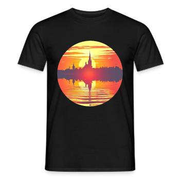 Flensburg Skyline - Men's T-Shirt - black - Front - AI Model Male 178 light (178cm)