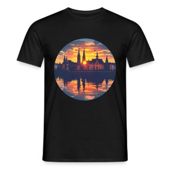 Freiburg Skyline - Men's T-Shirt - black - Front - AI Model Male 178 light (178cm)