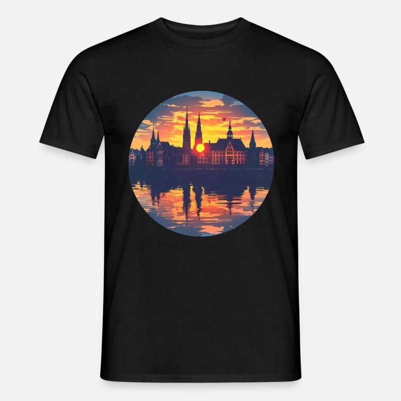 Freiburg Skyline - Männer T-Shirt - Schwarz