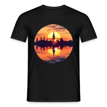 Schwerin Skyline - Men's T-Shirt - black - Front - AI Model Male 178 light (178cm)