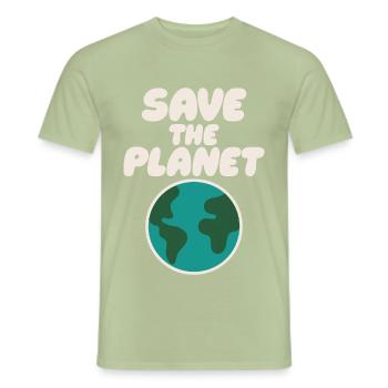 Save the Planet - Earth Design - Männer T-Shirt - Sage - Vorne - AI Model Male 178 light (178cm)