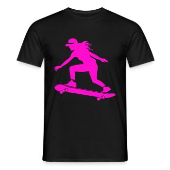 Skateboarding Woman Symbol Skateboard - Men's T-Shirt - black - Front - AI Model Male 178 light (178cm)