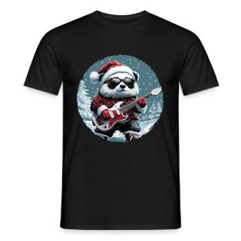 Guitare Rocker de Noël Panda - T-shirt homme - noir - Devant - AI Model Male 178 light (178cm)