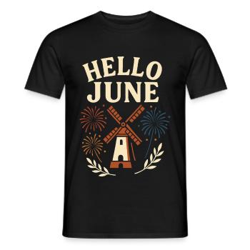 Hello June Retro Celebration Design - T-shirt homme - noir - Devant - AI Model Male 178 light (178cm)