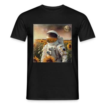 Astronaut with Sunflowers - Men's T-Shirt - black - Front - AI Model Male 178 light (178cm)