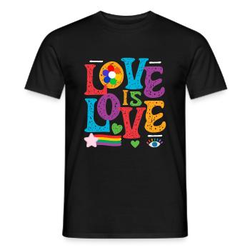 LOVE is Love LGBTQ Rainbow Pride - Men's T-Shirt - black - Front - AI Model Male 178 light (178cm)