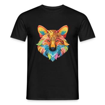 Farbenfroher Fuchs aus kunstvollem Muster - Männer T-Shirt - Schwarz - Vorne - AI Model Male 178 light (178cm)