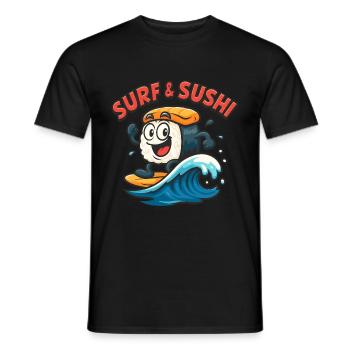 Sushi auf Wellenreiten - Männer T-Shirt - Schwarz - Vorne - AI Model Male 178 light (178cm)