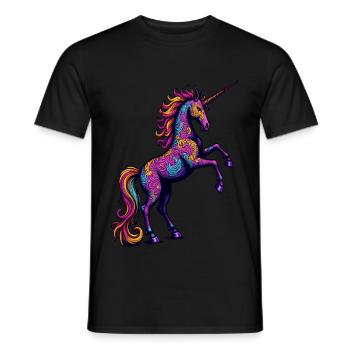 Neon Pattern Unicorn – Colorful Fantasy Magic - Men's T-Shirt - black - Front - AI Model Male 178 light (178cm)