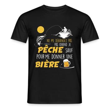 Pêcheur, citation pêche cadeau fête des pères - T-shirt homme - noir - Devant - AI Model Male 178 light (178cm)