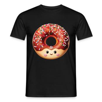 Glücklich Donut - Männer T-Shirt - Schwarz - Vorne - AI Model Male 178 light (178cm)
