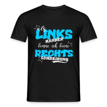 Left-handed, Spelling - Men's T-Shirt - black - Front - AI Model Male 178 light (178cm)