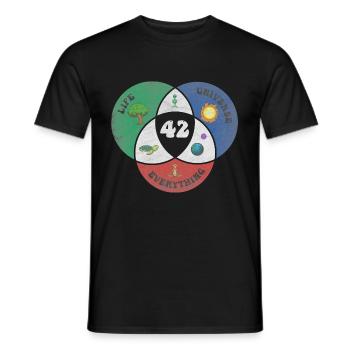 42 is the answer to life, the universe and the rest - Men's T-Shirt - black - Front - AI Model Male 178 light (178cm)