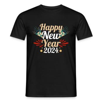 Happy New Year New Year's Eve 2024 - Men's T-Shirt - black - Front - AI Model Male 178 light (178cm)