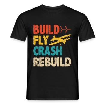 Build Fly Crash RC Plane Pilot Model Airplane - Männer T-Shirt - Schwarz - Vorne - AI Model Male 178 light (178cm)