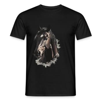 Pferd - Männer T-Shirt - Schwarz - Vorne - AI Model Male 178 light (178cm)