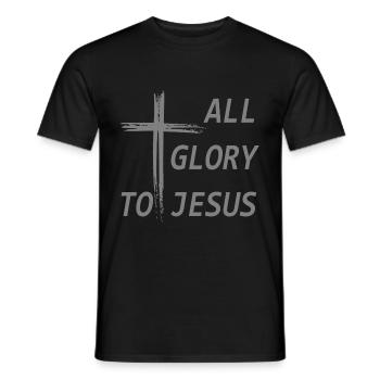 Gloire à Jésus - T-shirt homme - noir - Devant - AI Model Male 178 light (178cm)