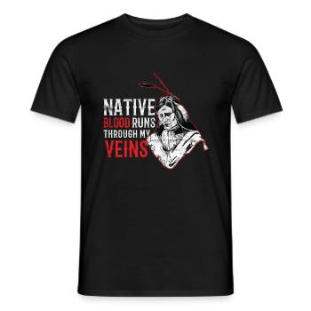 Indiens - Le sang autochtone coule à travers mes veines - T-shirt homme - noir - Devant - AI Model Male 178 light (178cm)