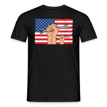 Bonne fête du travail - Drapeau du travail - T-shirt homme - noir - Devant - AI Model Male 178 light (178cm)