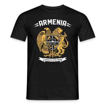 In Armenien beginnt meine Geschichte - Männer T-Shirt - Schwarz - Vorne - AI Model Male 178 light (178cm)