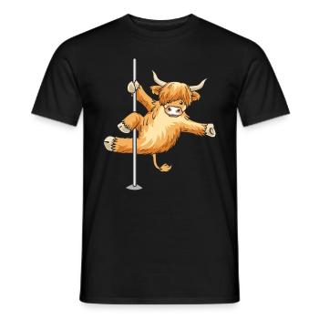 Vache Scottish Highland Cattle Highland Pole Dance - T-shirt homme - noir - Devant - AI Model Male 178 light (178cm)