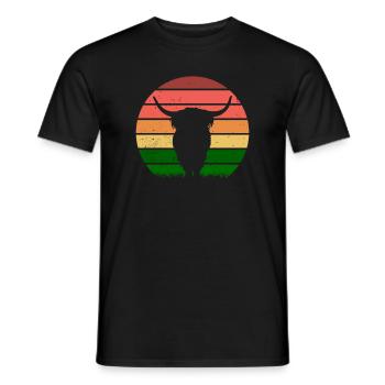 Bovins Highland Bovins Highland Vache Rétro Coucher Soleil - T-shirt homme - noir - Devant - AI Model Male 178 light (178cm)