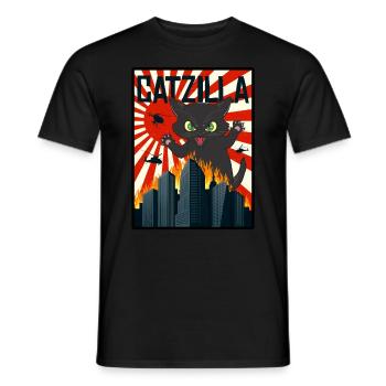 Catzilla I chat chats chat noir chatons - T-shirt homme - noir - Devant - AI Model Male 178 light (178cm)