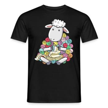 Schaf am Stricken mi bunter Wolle Landwirt Schäfer - Männer T-Shirt - Schwarz - Vorne - AI Model Male 178 light (178cm)
