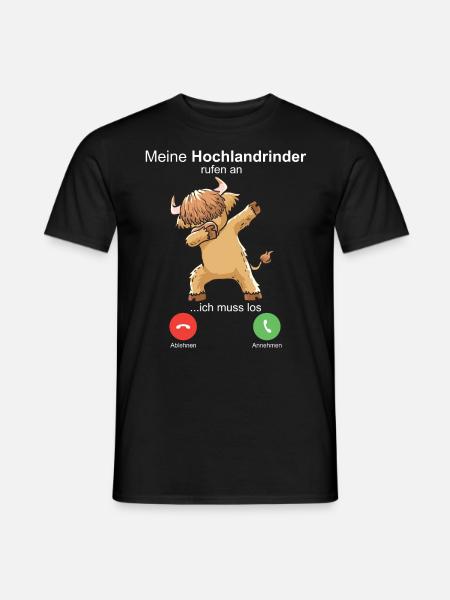 Hochlandrind Hochland Rind Highland Cow ruft an - Männer T-Shirt - Schwarz
