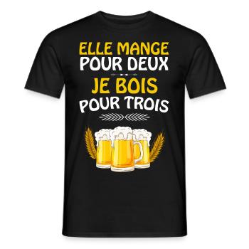 Je bois pour trois, futur papa - T-shirt homme - noir - Devant - AI Model Male 178 light (178cm)