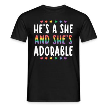He's a She and She's Adorable Gay Lesbian Culture - Men's T-Shirt - black - Front - AI Model Male 178 light (178cm)