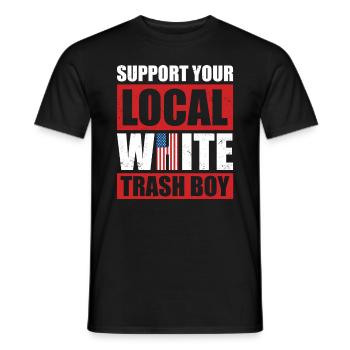 Soutenez votre garçon poubelle blanc local - T-shirt homme - noir - Devant - AI Model Male 178 light (178cm)