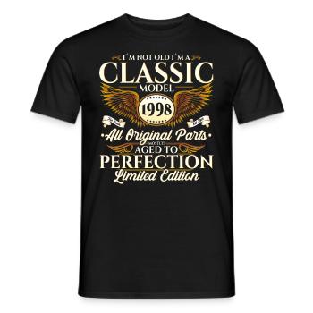 Vintage 1998 24ème Anniversaire Vintage 98 Cadeau - T-shirt homme - noir - Devant - AI Model Male 178 light (178cm)