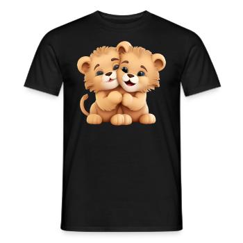 Netter Löwe kuschelt Tier Liebhaber - Männer T-Shirt - Schwarz - Vorne - AI Model Male 178 light (178cm)