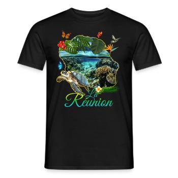 Ile de la Réunion Nature Plage Cadeau Voyage - T-shirt homme - noir - Devant - AI Model Male 178 light (178cm)