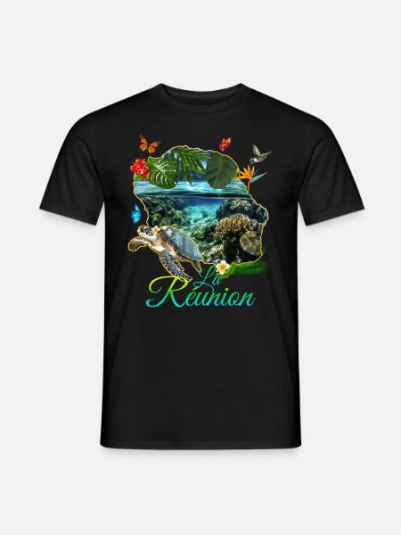 Ile de la Réunion Nature Plage Cadeau Voyage - T-shirt homme - noir
