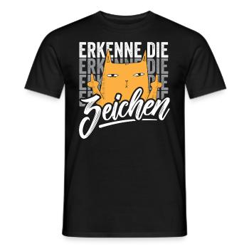 Erkenne die Zeichen Katze - Männer T-Shirt - Schwarz - Vorne - AI Model Male 178 light (178cm)