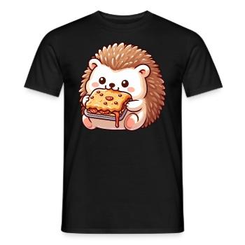 Süßer Igel isst Lasagne italienisches Essen - Männer T-Shirt - Schwarz - Vorne - AI Model Male 178 light (178cm)