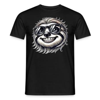 Cool Sloth Sunglasses Summer Cartoon - Men's T-Shirt - black - Front - AI Model Male 178 light (178cm)