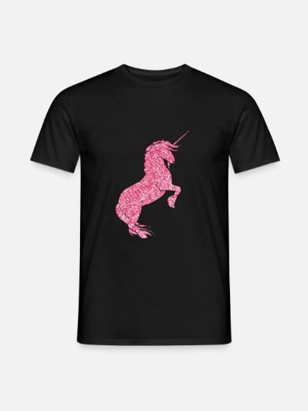 Pink Einhorn - Männer T-Shirt - Schwarz