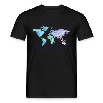 World Map with Europe Asia America Shirt Gift - Men's T-Shirt - black - Front - AI Model Male 178 light (178cm)