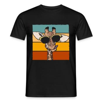 Retro Giraffe Funny Safari Animal - Men's T-Shirt - black - Front - AI Model Male 178 light (178cm)