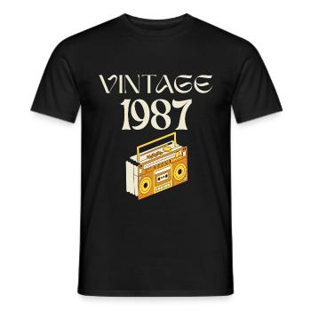 Jahrgang 1987 Retro Ghettoblaster Geburtstagsgeschenk - Männer T-Shirt - Schwarz - Vorne - AI Model Male 178 light (178cm)
