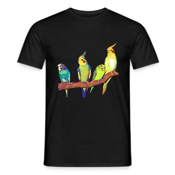 Vogelbande Wellensittich und Nymphensittich - Männer T-Shirt - Schwarz - Vorne - AI Model Male 178 light (178cm)