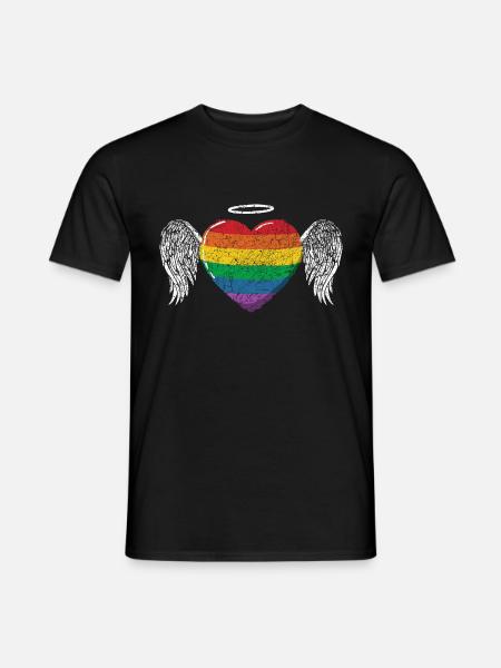Rainbow Heart Wing LGBT LGBT Gay Pride Vintage - Men's T-Shirt - black