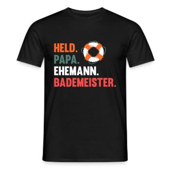 Rettungsschwimmer Papa Vater Bademeister - Männer T-Shirt - Schwarz - Vorne - AI Model Male 178 light (178cm)