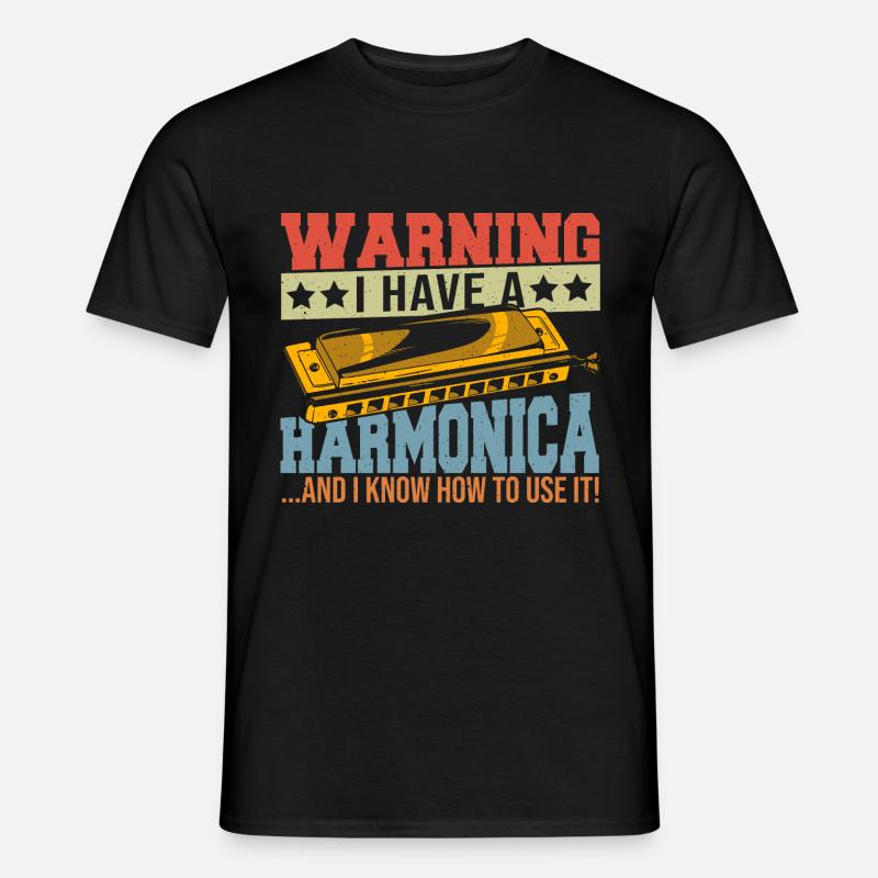Playing Harmonica Gift - Men’s T-shirt - black