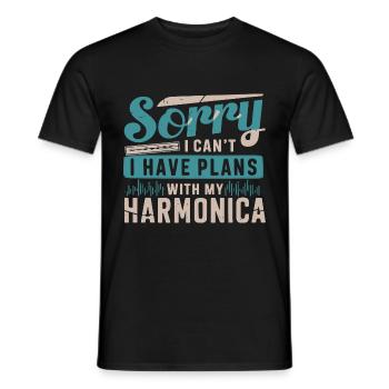 Harmonica Playing Gift - Men's T-Shirt - black - Front - AI Model Male 178 light (178cm)